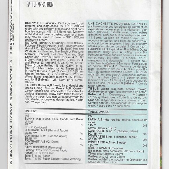 Butterick 6029 Luv 'n Stuff Pattern for Mommy Bunny & Babies 1992 - Picture 3 of 3